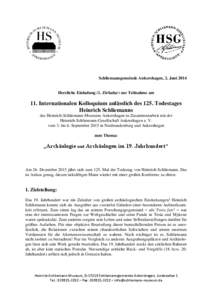 Schliemanngemeinde Ankershagen, 2. Juni[removed]Herzliche Einladung (1. Zirkular) zur Teilnahme am 11. Internationalen Kolloquium anlässlich des 125. Todestages Heinrich Schliemanns