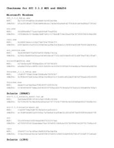 Checksums for SCCMD5 and SHA256 Microsoft Windows SCC_3.1.2_Setup.exe MD5: 8a73153f4dd0bc1fa8dd14b3602e1fdb SHA256: b51a3f2d0af47fb82dd66d6cbc13e2e092a9bd4d1759182fcb64ed56a372f1e2