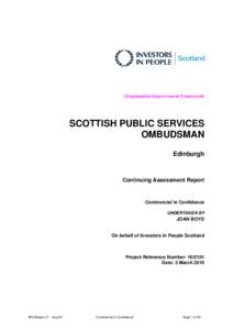 Organisation Improvement Framework  SCOTTISH PUBLIC SERVICES OMBUDSMAN Edinburgh