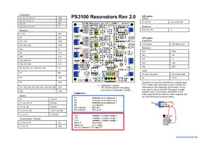 Capacitors: C1, C2, C7, C9, C11 100n  C3, C4, C13, C14