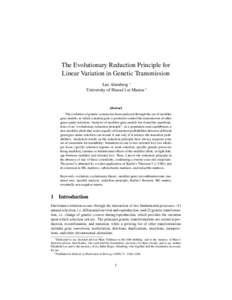 The Evolutionary Reduction Principle for Linear Variation in Genetic Transmission Lee Altenberg ∗