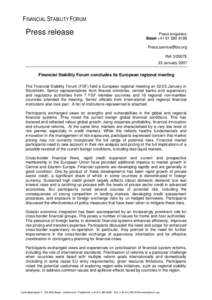 FINANCIAL STABILITY FORUM  Press release Press enquiries: Basel +