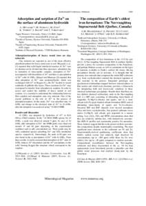 Goldschmidt Conference Abstracts  Adsorption and sorption of Zn2+ on the surface of aluminum hydroxide  The composition of Earth’s oldest