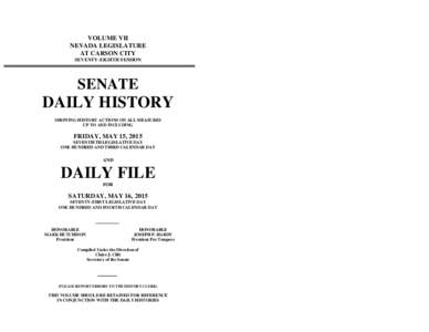 VOLUME VII NEVADA LEGISLATURE AT CARSON CITY SEVENTY-EIGHTH SESSION  SENATE