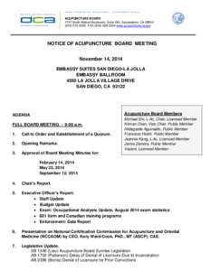 State of California Acupuncture Board - November 14, 2014 Board Meeting Materials