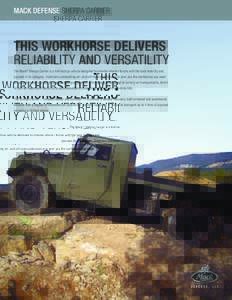MACK DEFENSE SHERPA CARRIER  THIS WORKHORSE DELIVERS RELIABILITY AND VERSATILITY The Mack® Sherpa Carrier is a 4x4 tactical vehicle designed to provide infantry forces with the best mobility and payload in its category.