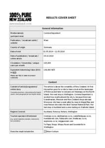 RESULTS COVER SHEET General Information Media name(s) Corinna Siepenkort