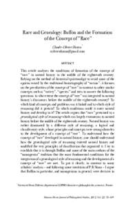 Race and Genealogy: Buffon and the Formation of the concept of 