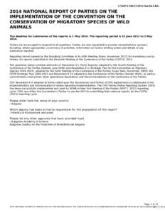 UNEP/CMS/COP11/Inf.20.3.BG[removed]NATIONAL REPORT OF PARTIES ON THE IMPLEMENTATION OF THE CONVENTION ON THE CONSERVATION OF MIGRATORY SPECIES OF WILD ANIMALS
