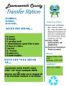 Leavenworth County  Transfer Station Reduce. Reuse.