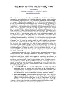 Science / Geographic information systems / Cartography / Volunteered geographic information / Web mapping / Human geography / Participatory GIS / Reputation system / Usability / Collaborative mapping / Collaboration / Information