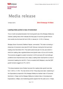 Index numbers / Westpac / Consumer Confidence Index / S&P/ASX 20 / Australian Securities Exchange / Inflation / Economy of Australia / Banks of Australia / Economy of Oceania