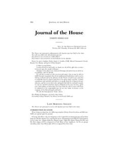 294  JOURNAL OF THE HOUSE Journal of the House THIRTY-THIRD DAY