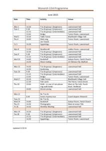 Wonersh U3A Programme June 2015 Date Time