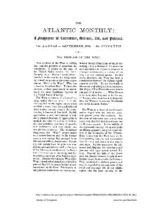 The Problem of the West. [The Atlantic monthly. / Volume 78, Issue 467, Sept[removed]By Frederick J. Turner