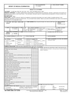 1. DATE OF EXAMINATION (YYYYMMDD) REPORT OF MEDICAL EXAMINATION  2. SOCIAL SECURITY NUMBER