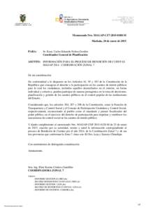 Memorando Nro. MAGAP-CZ7M Machala, 28 de enero de 2015 PARA:  Sr. Econ. Carlos Eduardo Noboa Gordón