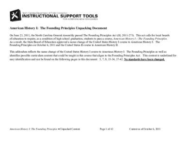 Microsoft Word - American  History I Unpacking Document and Alignment to The Founding Principles Act_[removed]