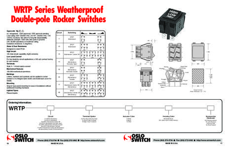 WRTP Series Weatherproof Double-pole Rocker Switches Approvals V D E