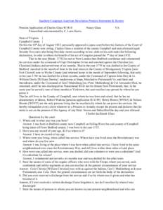 Southern Campaign American Revolution Pension Statements & Rosters Pension Application of Charles Glass W3410 Transcribed and annotated by C. Leon Harris. Nancy Glass