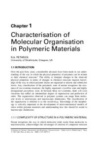 Chapter 1  Characterisation of Molecular Organisation in Polymeric Materials R.A. PETHRICK