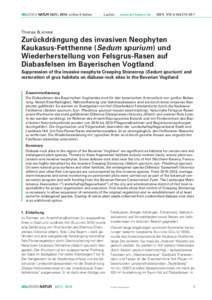 Zurückdrängung des invasiven Neophyten Kaukasus-Fetthenne (Sedum spurium) und Wiederherstellung von Felsgrus-Rasen auf Diabasfelsen im Bayerischen Vogtland