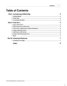 Contents  I Table of Contents Part I Introducing CAM UnZip