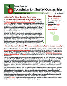 News from the  Foundation for Healthy Communities www.healthyNH.com  MAY 2010