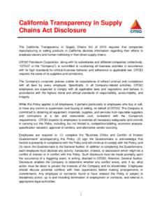 California Supply Chains Disclosure