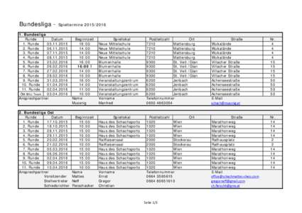 Bundesliga -  SpieltermineBundesliga Runde