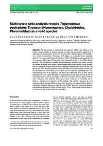 Systematic Entomology (2013), 38, 753–762  DOI: syenMultivariate ratio analysis reveals Trigonoderus pedicellaris Thomson (Hymenoptera, Chalcidoidea,