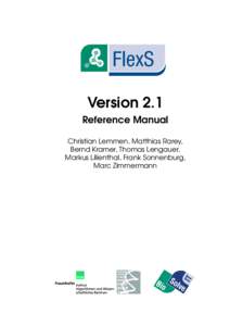 Version 2.1 Reference Manual Christian Lemmen, Matthias Rarey, Bernd Kramer, Thomas Lengauer, Markus Lilienthal, Frank Sonnenburg, Marc Zimmermann