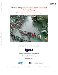 The Social Impacts of Tropical Storm Ondoy and Typhoon Pepeng