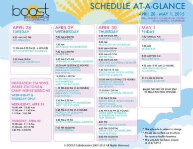 SCHEDULE AT-A-GLANCE APRIL 28 - MAY 1, 2015 ALM SPRI GS  CONVENTION CENTER ALM SPRI GS, 