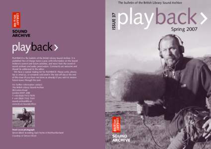 The bulletin of the British Library Sound Archive  SOUND ARCHIVE  playback