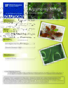 Agronomy Notes October 2014 Features: Weeds: Spiderling: An emerging weed problem……………...2