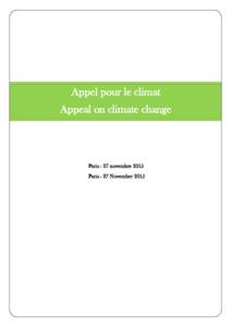 Appel pour le climat / Appeal on climate change |