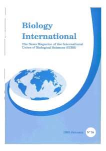 Biology International The News Magazine of the International Union of Biological Sciences (IUBS)  Biology International No26 (January 1993)