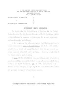 IN THE UNITED STATES DISTRICT COURT FOR THE EASTERN DISTRICT OF NORTH CAROLINA WESTERN DIVISION NO. 5:14-CR-128-2H UNITED STATES OF AMERICA