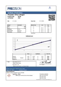 versionCertificate of Performance Phosphate 1 (Phos 1) Reagent Product Code Lot Number