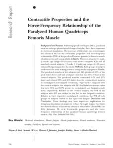 Research Report  䢇 Contractile Properties and the Force-Frequency Relationship of the
