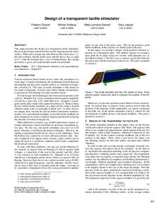 Design of a transparent tactile stimulator ´ eric ´ Giraud∗ Fred  Michel Amberg†