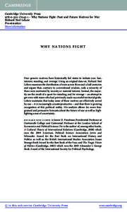 Cambridge University Press[removed]1 - Why Nations Fight: Past and Future Motives for War Richard Ned Lebow Frontmatter More information