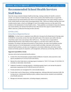 Recommended School Health Services Staff Roles