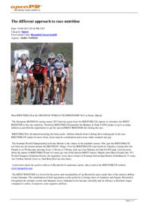 The different approach to race nutrition Date: [removed]:18 PM CET Category: Sports Press release from: Biestmilch Seven GmbH Agency: Atelier VorSicht