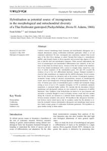 Zoosyst. Evol, 301 –314 / DOIzoosHybridisation as potential source of incongruence in the morphological and mitochondrial diversity of a Thai freshwater gastropod (Pachychilidae, Broti