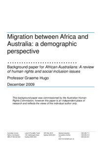 Statistics / Oceania / Human migration / African Australian / Demographic economics / Census / Immigration / Demographics of Australia / Australia / Demography / Population / Immigration to Australia
