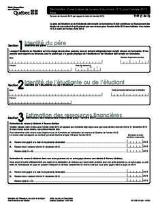 Déclaration d’une baisse de revenu d’au moins 10 % pour l’année 2013 Père ­ [removed]de 2)  Revenu de l’année 2013 par rapport à celui de l’année 2012