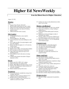 Higher Ed NewsWeekly from the Illinois Board of Higher Education August 18, 2011 PEOPLE Page