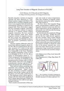 Long-Time Variation of Magnetic Structure in PrCo2Si2 (A) K. Motoya, (A) T. Moyoshi and (B) T. Shigeoka (A) Tokyo University of Science, (B) Yamaguchi University nals were made at various temperatures. Clear time variati